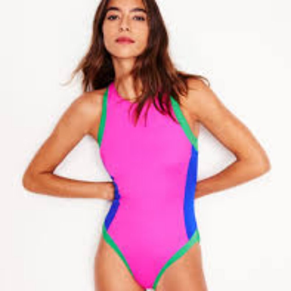 Boden Sporty Zip Back Swimsuit